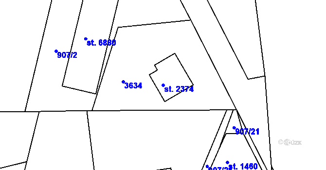 Parcela st. 2374 v KÚ Havlíčkův Brod, Katastrální mapa