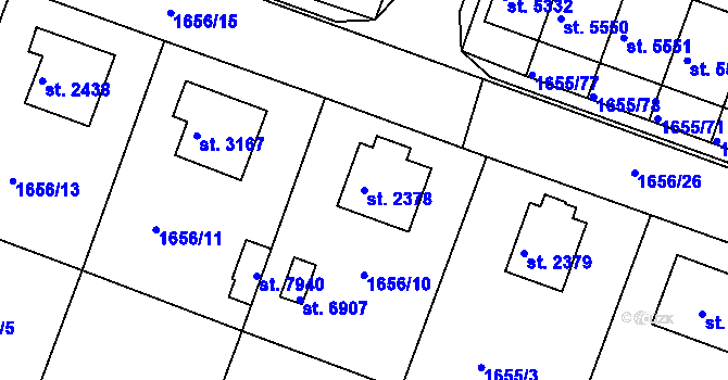 Parcela st. 2378 v KÚ Havlíčkův Brod, Katastrální mapa