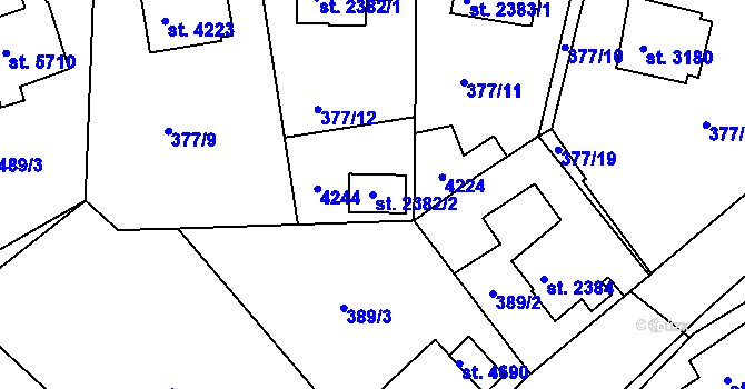 Parcela st. 2382/2 v KÚ Havlíčkův Brod, Katastrální mapa