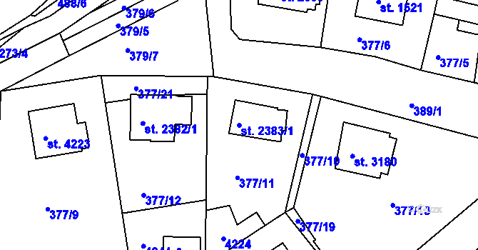 Parcela st. 2383/1 v KÚ Havlíčkův Brod, Katastrální mapa