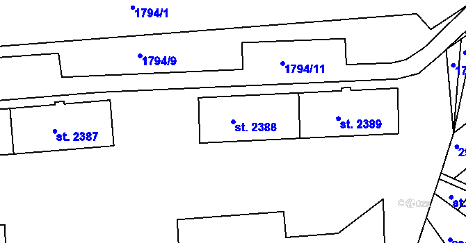 Parcela st. 2388 v KÚ Havlíčkův Brod, Katastrální mapa