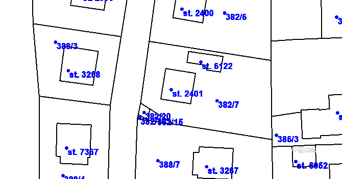 Parcela st. 2401 v KÚ Havlíčkův Brod, Katastrální mapa