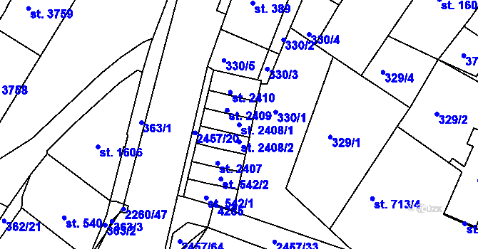 Parcela st. 2408/1 v KÚ Havlíčkův Brod, Katastrální mapa