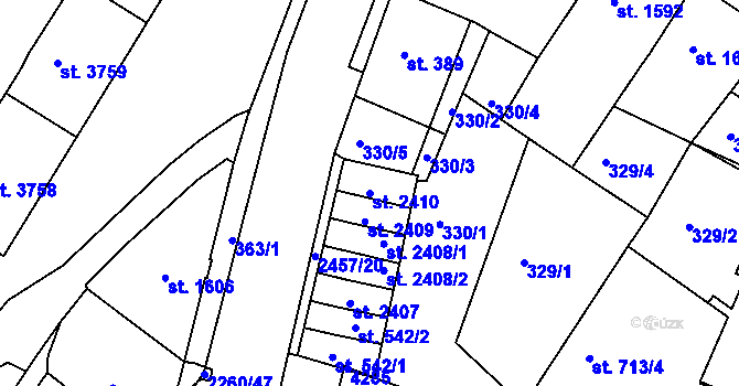 Parcela st. 2410 v KÚ Havlíčkův Brod, Katastrální mapa