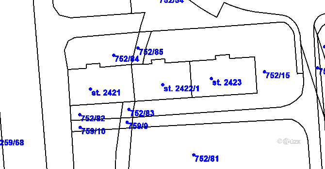 Parcela st. 2422/1 v KÚ Havlíčkův Brod, Katastrální mapa
