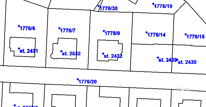 Parcela st. 2432 v KÚ Havlíčkův Brod, Katastrální mapa