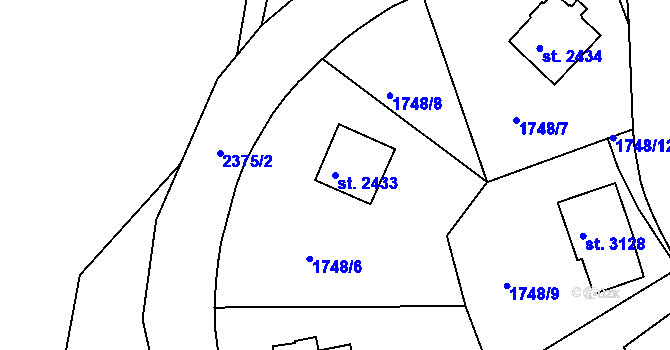 Parcela st. 2433 v KÚ Havlíčkův Brod, Katastrální mapa