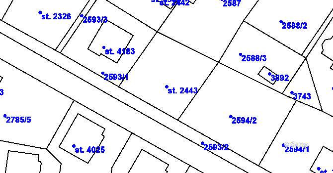 Parcela st. 2443 v KÚ Havlíčkův Brod, Katastrální mapa