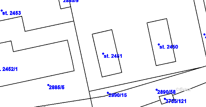 Parcela st. 2451 v KÚ Havlíčkův Brod, Katastrální mapa