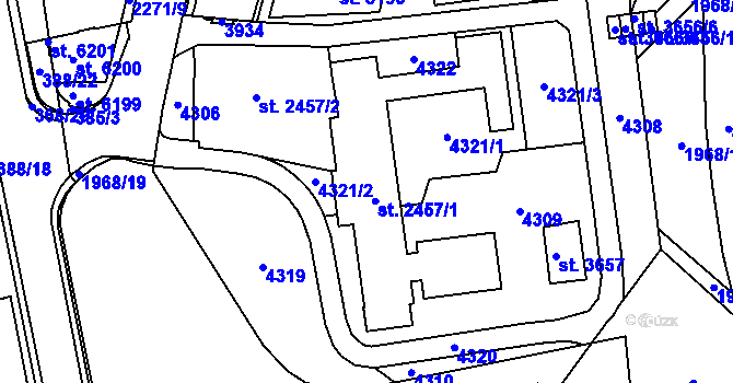 Parcela st. 2457 v KÚ Havlíčkův Brod, Katastrální mapa