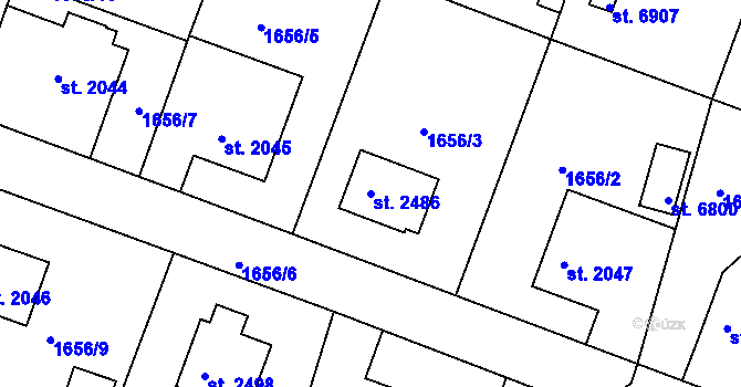 Parcela st. 2486 v KÚ Havlíčkův Brod, Katastrální mapa