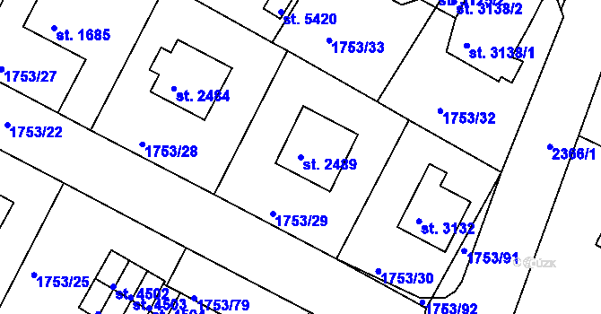 Parcela st. 2489 v KÚ Havlíčkův Brod, Katastrální mapa