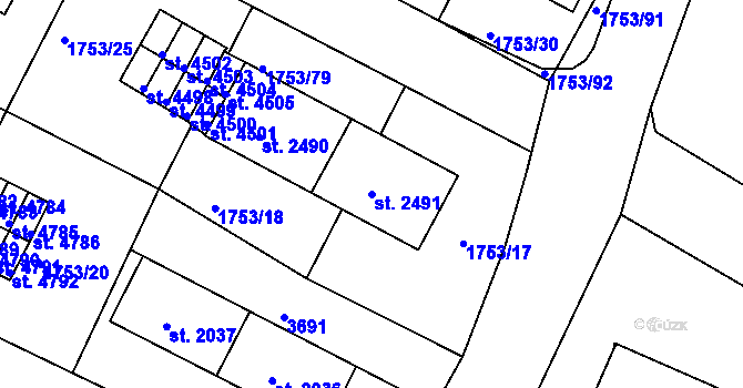 Parcela st. 2491 v KÚ Havlíčkův Brod, Katastrální mapa