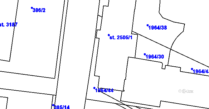 Parcela st. 2505/1 v KÚ Havlíčkův Brod, Katastrální mapa