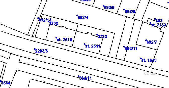Parcela st. 2511 v KÚ Havlíčkův Brod, Katastrální mapa