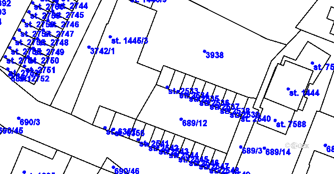 Parcela st. 2533 v KÚ Havlíčkův Brod, Katastrální mapa