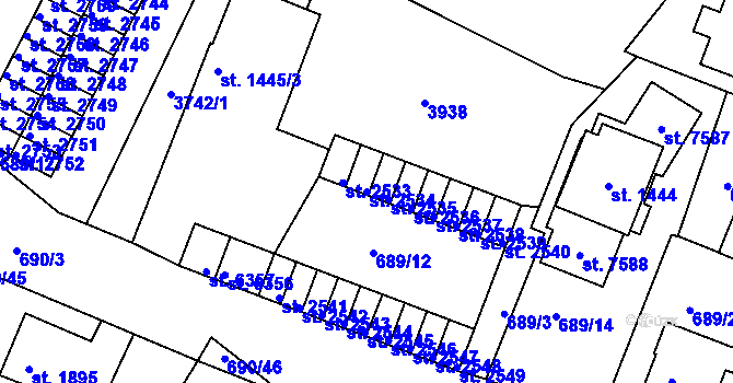 Parcela st. 2534 v KÚ Havlíčkův Brod, Katastrální mapa