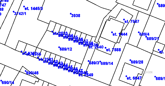 Parcela st. 2539 v KÚ Havlíčkův Brod, Katastrální mapa