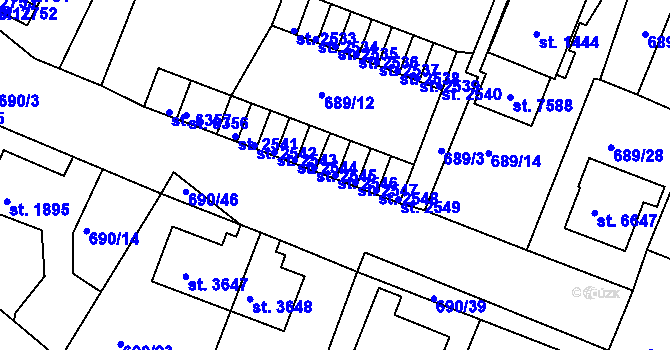 Parcela st. 2546 v KÚ Havlíčkův Brod, Katastrální mapa