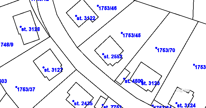 Parcela st. 2552 v KÚ Havlíčkův Brod, Katastrální mapa