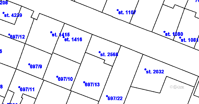 Parcela st. 2568 v KÚ Havlíčkův Brod, Katastrální mapa