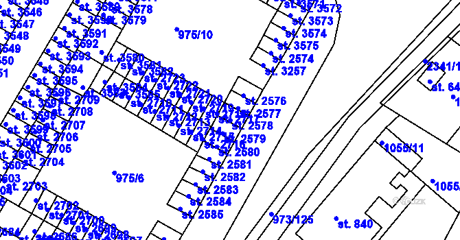 Parcela st. 2578 v KÚ Havlíčkův Brod, Katastrální mapa