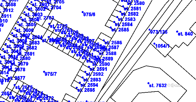 Parcela st. 2588 v KÚ Havlíčkův Brod, Katastrální mapa