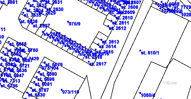 Parcela st. 2615 v KÚ Havlíčkův Brod, Katastrální mapa