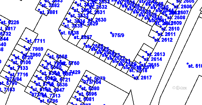 Parcela st. 2623 v KÚ Havlíčkův Brod, Katastrální mapa