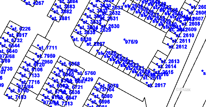 Parcela st. 2625 v KÚ Havlíčkův Brod, Katastrální mapa