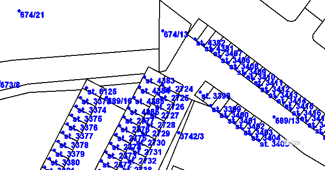 Parcela st. 2724 v KÚ Havlíčkův Brod, Katastrální mapa