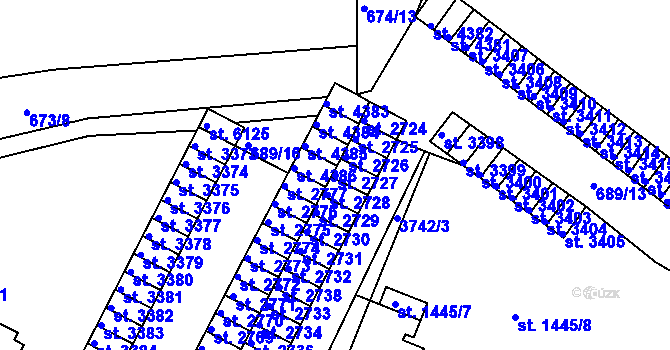 Parcela st. 2727 v KÚ Havlíčkův Brod, Katastrální mapa