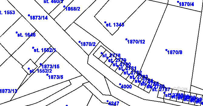 Parcela st. 2778 v KÚ Havlíčkův Brod, Katastrální mapa