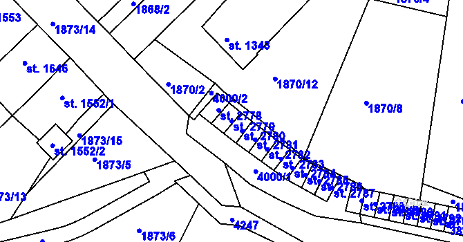 Parcela st. 2779 v KÚ Havlíčkův Brod, Katastrální mapa