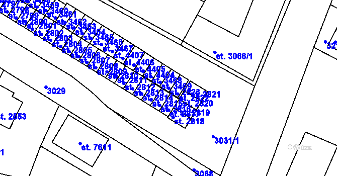 Parcela st. 2823 v KÚ Havlíčkův Brod, Katastrální mapa