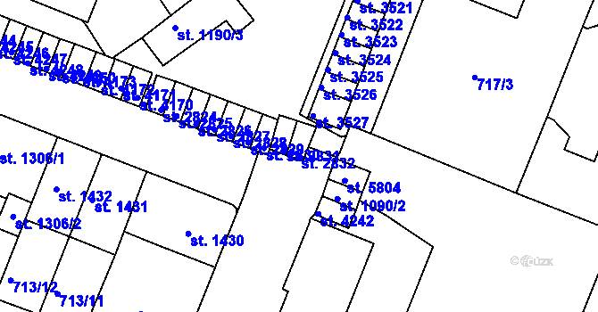 Parcela st. 2832 v KÚ Havlíčkův Brod, Katastrální mapa