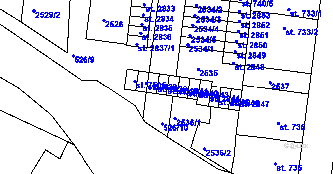 Parcela st. 2840 v KÚ Havlíčkův Brod, Katastrální mapa