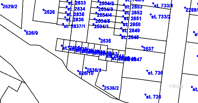 Parcela st. 2843 v KÚ Havlíčkův Brod, Katastrální mapa