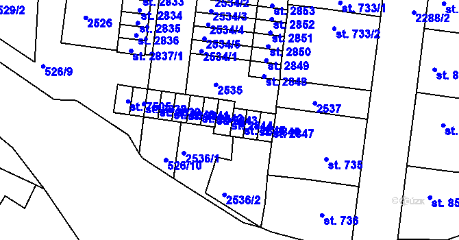 Parcela st. 2844 v KÚ Havlíčkův Brod, Katastrální mapa
