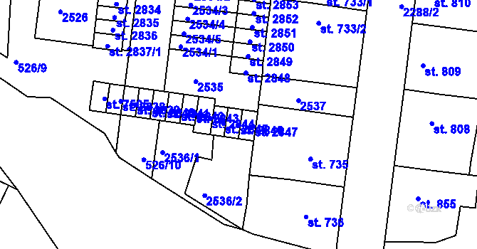 Parcela st. 2846 v KÚ Havlíčkův Brod, Katastrální mapa