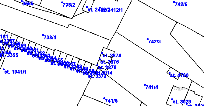 Parcela st. 2874 v KÚ Havlíčkův Brod, Katastrální mapa