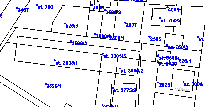 Parcela st. 3005/3 v KÚ Havlíčkův Brod, Katastrální mapa