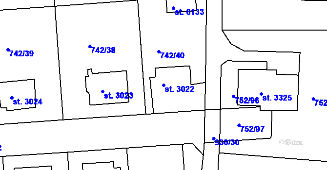 Parcela st. 3022 v KÚ Havlíčkův Brod, Katastrální mapa