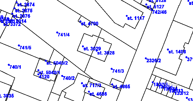 Parcela st. 3028 v KÚ Havlíčkův Brod, Katastrální mapa
