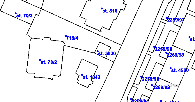 Parcela st. 3030 v KÚ Havlíčkův Brod, Katastrální mapa
