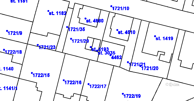 Parcela st. 3035 v KÚ Havlíčkův Brod, Katastrální mapa
