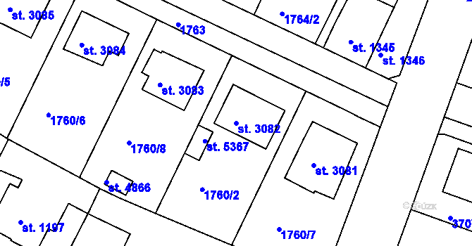Parcela st. 3082 v KÚ Havlíčkův Brod, Katastrální mapa
