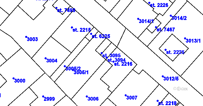 Parcela st. 3095 v KÚ Havlíčkův Brod, Katastrální mapa