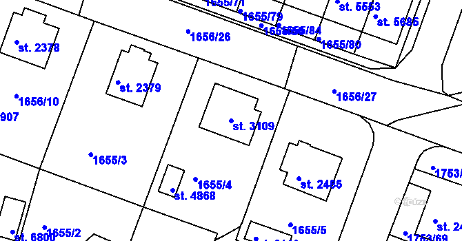 Parcela st. 3109 v KÚ Havlíčkův Brod, Katastrální mapa
