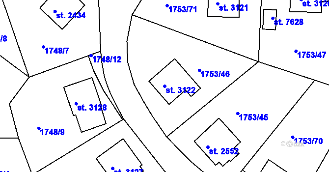 Parcela st. 3122 v KÚ Havlíčkův Brod, Katastrální mapa